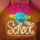 LUCUNSTAR Back to School Neon Sign Neon Signs for Wall Decor School Classroom Decor Neon Book Light Sign for Classroom with Dimmable Switches for Classroom Decor