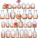 Glass Bud Vase Set of 30 Gradual Orange Glass Vases for Wedding Table Decorations Centerpieces Small Vintage Flower Vase in Bulk Mini Bottles Vases for Home Party Events Anniversary