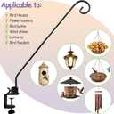 Heavy Duty Deck Hook,Courtyard Decoration,Pole 32Long Metal Deck Railing Hooks for Hanging Bird Feeders,Planters,Suet Baskets,Lanterns,Wind Chimes,Clamp Mounted,Under 15 LBS2PCAK