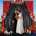 Black Backdrop Curtain 4.8x8FT Halloween Backdrop Sparkly Sequin Party Background Drapes for Birthday Wedding Stage Shimmer Wall Backdrop