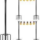 4 Pack String Light Poles for Outside, Upgraded Heavy-Duty Metal Light Poles for Outdoor String Lights with Fork, Adjustable Lighting Accessories for Patio Decor, Backyard Pergola, Garden Decorations