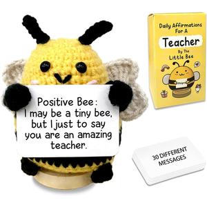 Unique Teacher Gifts Mother's Day Christmas Teachers' Day Birthday Appreciation Gifts for Teacher Emotional Support Crochet Mini Positive Crochet Animals Bee Decor
