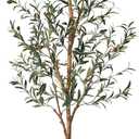 Artificial Olive Tree, 7FT Tall Fake Silk Plants with Natural Wood Trunk Faux Potted Tree for Home Decor Indoor Office Porch, Set of 1
