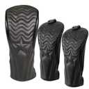 WTLJQQY 3pcs Golf Club Head Covers Set, Driver & Woods Driver Headcover, Fairway Wood Covers, Black, Leather, Golf