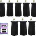 Yoquare 8-Pack 24"x43" Black Round Cocktail Table Skirts | Stretch Spandex Fitted Tablecloths | Stain-Resistant, Wrinkle-Resistant, and Machine Washable for Bars, Weddings, Parties, and Banquets