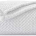 NEWCOSPLAY Super Soft Throw Blanket White Premium Silky Flannel Fleece Leaves Pattern Lightweight Bed Blanket All Season Use (White, Throw(50"x60"))