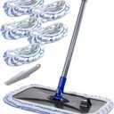 Masthome Extra Large Microfiber Mop for Floor Cleaning, 16 Flat Mop with 5 Pad for Wet & Dry Use, Dust Mop for Hardwood Laminate Tile Ceramic, 1 Cleaning Scraper Included-Blue