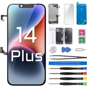 for iPhone 14 Plus Screen Replacement with Earpiece Flex Cable Proximity Sensor LCD Touch Display Digitizer Full Assembly with Waterproof Adhesive Repair Tools Kits A2632 A2885 A2886 A2887