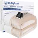 Westinghouse Full Size Heated Blanket, Soft Flannel & Sherpa, 10 Heating Levels, Auto Shut Off, Machine Washable, Beige, 72x84 Inch