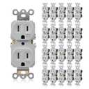 TOPELER Gray Electrical Outlets, 15Amp 125V, Residential Grade Receptacles Outlets, Tamper-Resistant(TR) Power Socket, 3-Wire, Self-Grounding, Push & Side Wire, UL Listed, 20 Pack