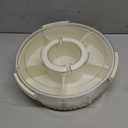 Divided Rotating Serving Tray with Lid and Handle, Portable Snackle Box for Fruits Snacks Veggie Charcuterie, Clear Lazy Susan Organizer and Fridge Storage Container for Adults Child (1PCS,12" L (White)