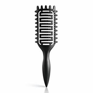 Curl Defining Brush for Curly Hair, Vented Detangling Hair Brush for Wet and Dry Styling, Curved Brush for Shaping and Smoothing Curl Clumps, Lightweight Hair Brush Black