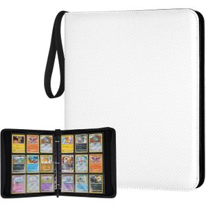 GERMUN 9 Pocket Card Binder, Premium Zip Trading Card Binder, 720 Double Sided Pocket PU Card Collection Binder, Collector Card Album, Card Folder for MTG, TCG, Sports Cards, Game Cards (White)