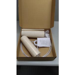 Lamp Shades Set of 2, Drum Lampshade for Table Lamps Floor Lamp, 13" Top X 13" Bottom X 10" High Beige Large Line Fabric Lamp Shades, Easy Assembly Replacement Lampshades