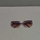 knliwkm Rimless Rectangle Y2k Sunglasses for Women Men Cute Small Clear Frameless Tinted Lens 2000S Fashion Shades Butterfly (Gold, Purple/ Pink)