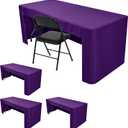 HolidayIdeas Open Back Fitted Tableclothss for 4 Foot Rectangle Table, Wrinkle Resistant Washable Table Covers 24x48 Inch for Craft Fairs, Banquets, Trade Show Display, Purple,4 Pcs