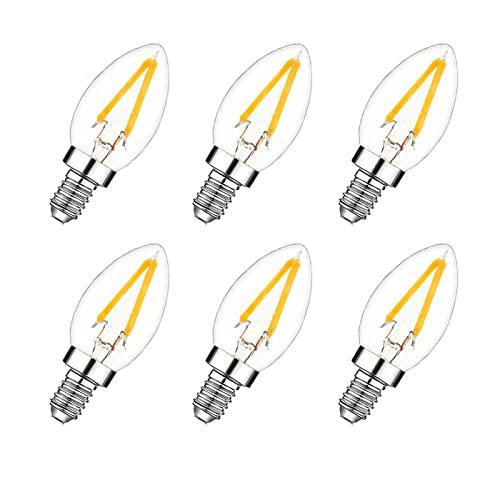 LED Night Light Bulb – C7 E12 LED Bulbs – Candelabra Light Bulbs, 1.5 Watt Equivalent 15W Incandescent Bulb, Warm White 2700K For Christmas, Party, Weddings, Garden, Backyard Non-dimmable 6pack