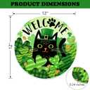 Welcome St. Patrick's Day Black Cat Front Door Sign, Shamrock Clover Top Hat Wood Door Hanger Outdoor Outside Porch Decor, Spring Gold Coins Irish Wooden Wreath Indoor Wall Hanging Decoration