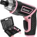 AVID POWER Electric Cordless Screwdriver Set Rechargeable 4V Power Screwdriver Kit with 44pcs Accessories, 5.65Nm Screw Gun, 5+1 Torque Setting, 2 Position Handle with LED Light - Pink Tools for Women
