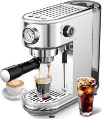 Espresso Machine with Milk Frother, 20 Bar Pressure Espresso Maker, with 44OZ Removable Tank, Compact Stainless Steel Coffee Machine for Home, Office, Latte, Cappuccino, Gift for Women or Men