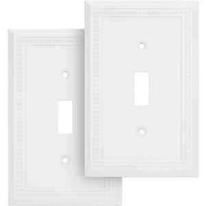 Henne Bery Sunken Pearls Heavy Duty Decorative Wall Plate Switch Plate Outlet Cover (Single Toggle, 2 Pack, White)