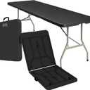 8ft Heavy Duty Portable Folding Table - Plastic Dining Table Indoor/Outdoor Black Plastic Table for Parties, BBQs, and Camping