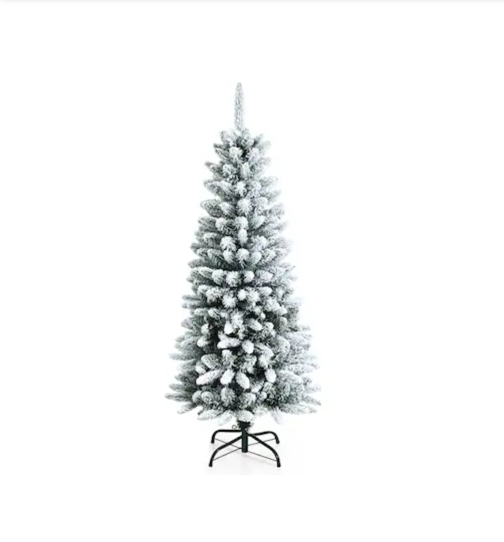 4.5-ft Pencil White Artificial Christmas Tree