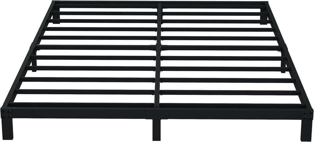 EMODA 6 Inch King Bed Frame No Box Spring Needed, Heavy Duty Metal Platform with Steel Slats, Noise Free, Easy Assembly, Black
