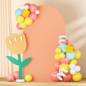 Spandex Arch Cover 7.2 FT Arch Backdrop Cover Peach Wedding Arch Covers Stretchy Backdrop for Arched Wall Chiara Round Top Arched Stand Covers for Baby Shower Party