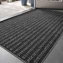 LUMI Ultra Thin Door Mat Indoor Entrance, Washable Entryway Mat with Non Slip Rubber Backing, Stain&Fade Resistant Doormat for Floor, Hallway, Porch, 24"x36", Grey Line