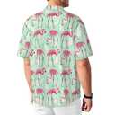 Yesad Mens Hawaiian Shirt Short Sleeve Button Down Tropical Shirts Casual Summer Beach Shirt (XL, Flamingo)