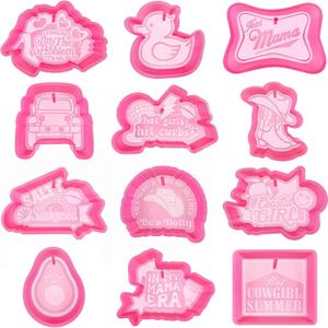 (300 Design Optional) MUBYOK M533 12 Pcs Silicone Freshie Mold for Baking Aroma Beads Car Freshie Supplies