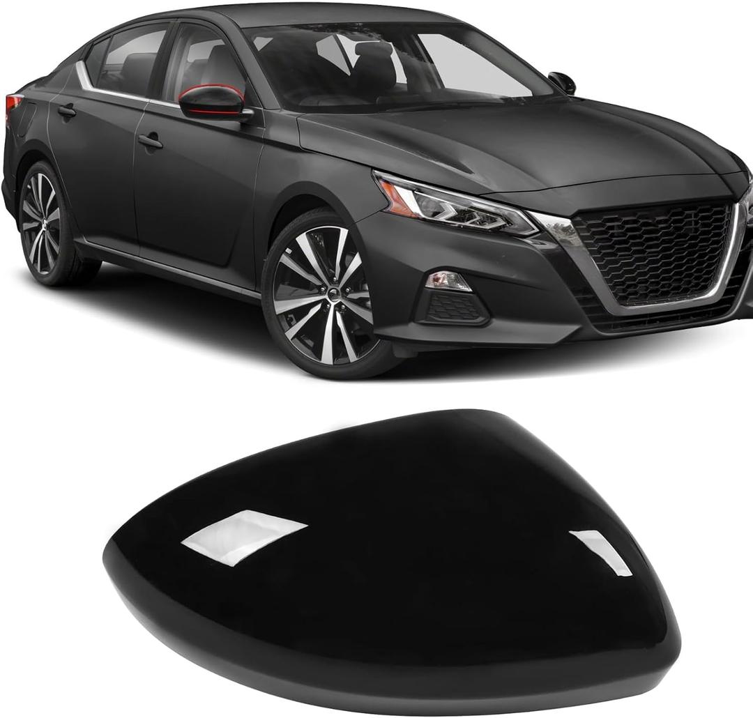 Moonlinks Compatible with Nissan Altima 2019 2020 2021 2022 2023 2024 2025 Right Side Mirror Cover Replacement, Glossy Black Exterior Right Passenger Side Door Rear view Mirror Cap Trim