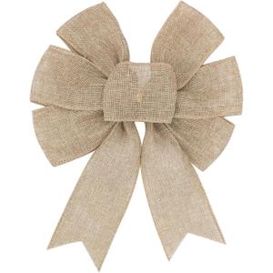 Burlap Wreath Rustic Jute Bow Christmas Tree Topper Ornament for Birthday Wedding Holiday Party Decorations