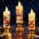 Flameless Christmas Candles - Snowmen, Santa, Elk LED Pillar Candles Christmas Decorations Indoor for Tables Centerpieces Window Home Holiday Decor, Battery Operated