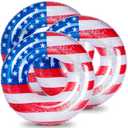 Zhanmai 1 Pcs Patriotic Pool Floats USA Inflatable Pool Tube 4th of July Swimming Ring American Flag Inflatable Water Float Tube Red White and Blue 250th Water Swimming Decoration for Beach, 36 Inch