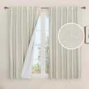 LAMIT Full Blackout Window Linen Curtains for Bedroom, 54 Inches Thermal Window Curtains Back Tab and Rod Pocket Privacy Protected Burlap Panels with White Liner, 2 Panels, 52 x 54 Inch, Stone