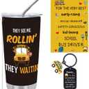 3 Pcs School Bus Driver Gifts Set, 20 oz Coffee Mug Keychain Greeting Card Gifts Set for School Bus Driver, Thank You Appreciation Gift Box for Bus Driver Women Man