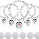 12 Pieces Sublimation Rosary Blank Bracelets for Baptism Imitation Rosary Beads Bracelets Cross Charm Heat Transfer Blank for catholic Baptism First Communion Catholic Gifts Shower DIY Jewelry Making