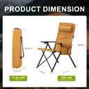 Frassie Camping Chair for Adults Heavy Duty 300 lbs, Folding Lawn Chairs Portable Outdoor with Adjustable Back Detachable Headrest, Side Pocket, Mesh Storage, Yellow