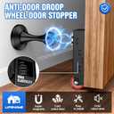Magnetic Door Stopper with Anti-Droop Design - Heavy Duty Cold Rolled Steel and Nylon Door Stop, Drill Hole Installation, Suitable for Wall and Floor mounting (2, Black)