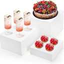 Hacaroa Set of 3 Acrylic Cube Riser Hollow Bottom, Glossy White Buffet Riser Food Display Stand, 5 Sides Cupcake Stand Nesting Display Boxes for Jewelry, Collectibles, Figures, 3 Sizes