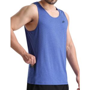 EZRUN Mens Tank Tops Quick Dry Workout Muscle Sleeveless Shirts for Summer Bodybuilding Running Fitness Training (Medium, Blue)