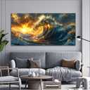 Canvas Wall Art Decor Sunshine Wave Canvas Wall Art For Living Room Decor Oversized Gold Modern Abstract Aesthetics Wall Art Decor Canvas Prints Artwork For Bedroom Office Wall Decor 29 X 58 Inch