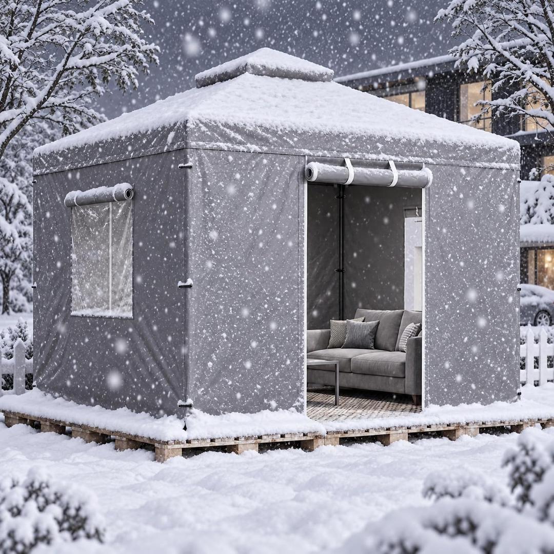 Windyun 10×12 ft Outdoor Gazebo Cover for Winter(Gazebo Not Included)