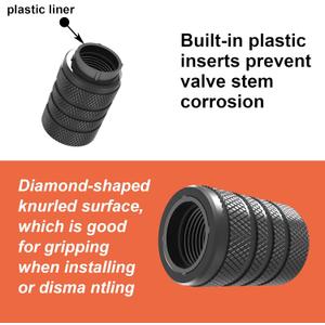 2Pack Tire Valve stem caps, for Audi S3, A3, RS3, A4, A5, A6, A7, RS7, A8, Q3, Q5, Q7, R8 Metal car Valve caps with Plastic Inner Lining, Valve stem Cap Accessories- 6Pcs