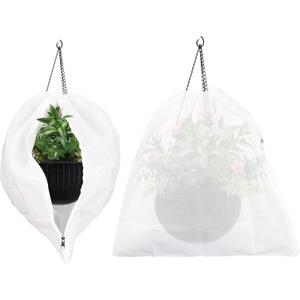 Abimars Thicker Plant Covers Freeze Protection Jacket 2.36 oz/yd, 2'x2' Reusable Winter Plant Covers with Drawstring & Zipper, 2 Pack Light, Porous Fabric for Plant Breathing