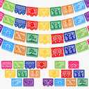 4 Pack Mexican Party Banner, 72 FT Long Plastic Papel Picado Decorations, Balanced Cinco de Mayo & Classic Mexican Banner Set, Colorful Hanging Banner for Backyard Birthday Classroom Party Decor