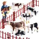 17 Pieces Corral Fence Toy Cow Farm Figures Barn Animals Keepers Plastic Animals Figures Realistic Toy Animal Fence Barn Sets with Animals for Preschool Educational Christmas Decorations