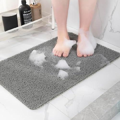 Hargiis Non-Slip Bathtub Mat, Anti Slip Shower Mat, Fast Drying Bathtub Mats, Foot Scrubber Mat, Anti Slip Mat for Tub, Floor, Bathroom, Kitchen, Home, Hotel (Grey 48"×24")